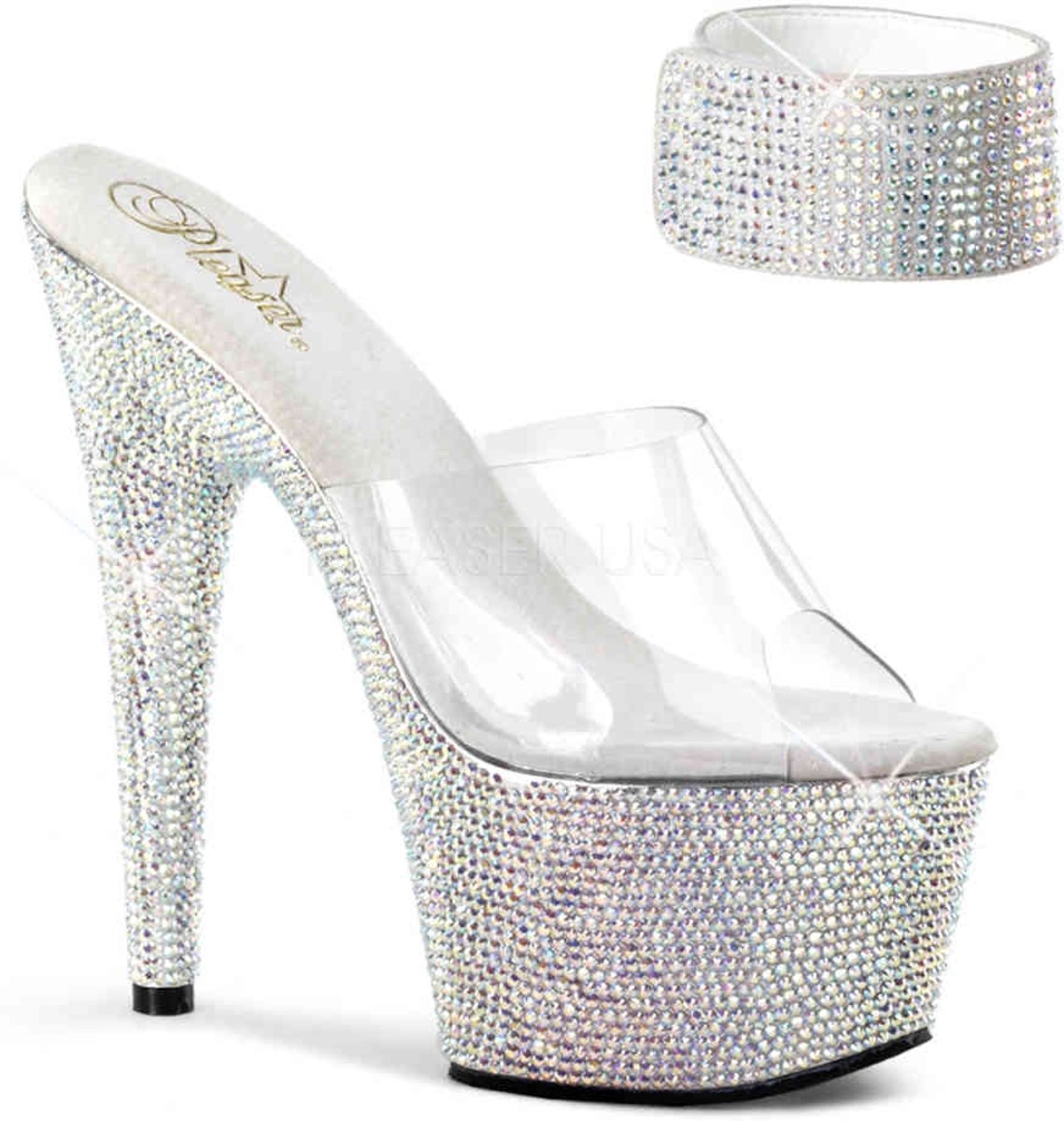 EU 36 = US 6 | BEJEWELED-712RS | 7 Heel, 2 3/4 PF Sandal w/ RS